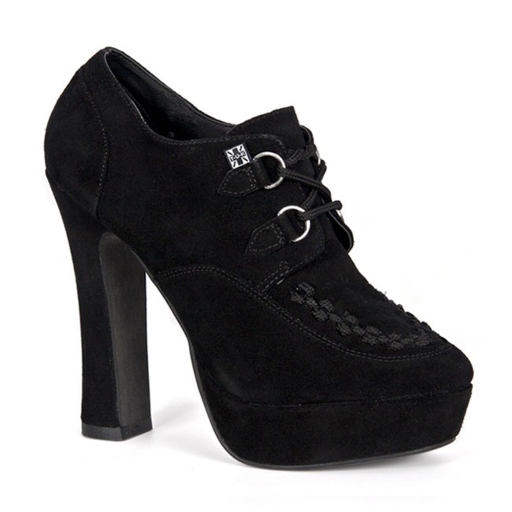 T.U.K Black Suede Creeper Heels